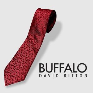 Buffalo David Bitton Burgundy and Black Patterned Tie